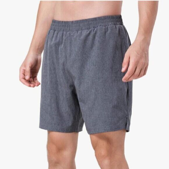 New Hebelala Mens Gray Running Shorts with Pockets, Quick Dry & Breathable - Picture 2 of 3